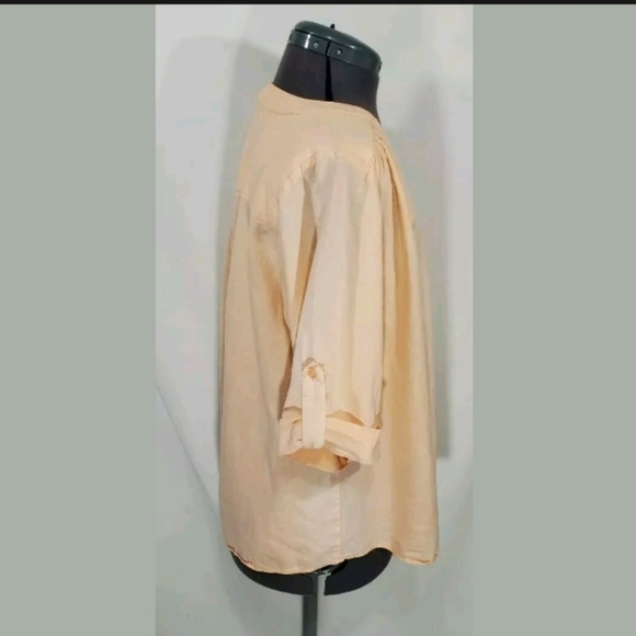 Sandro Linen Blend Henley Top Plus Size 1X Peach - Picture 3 of 8